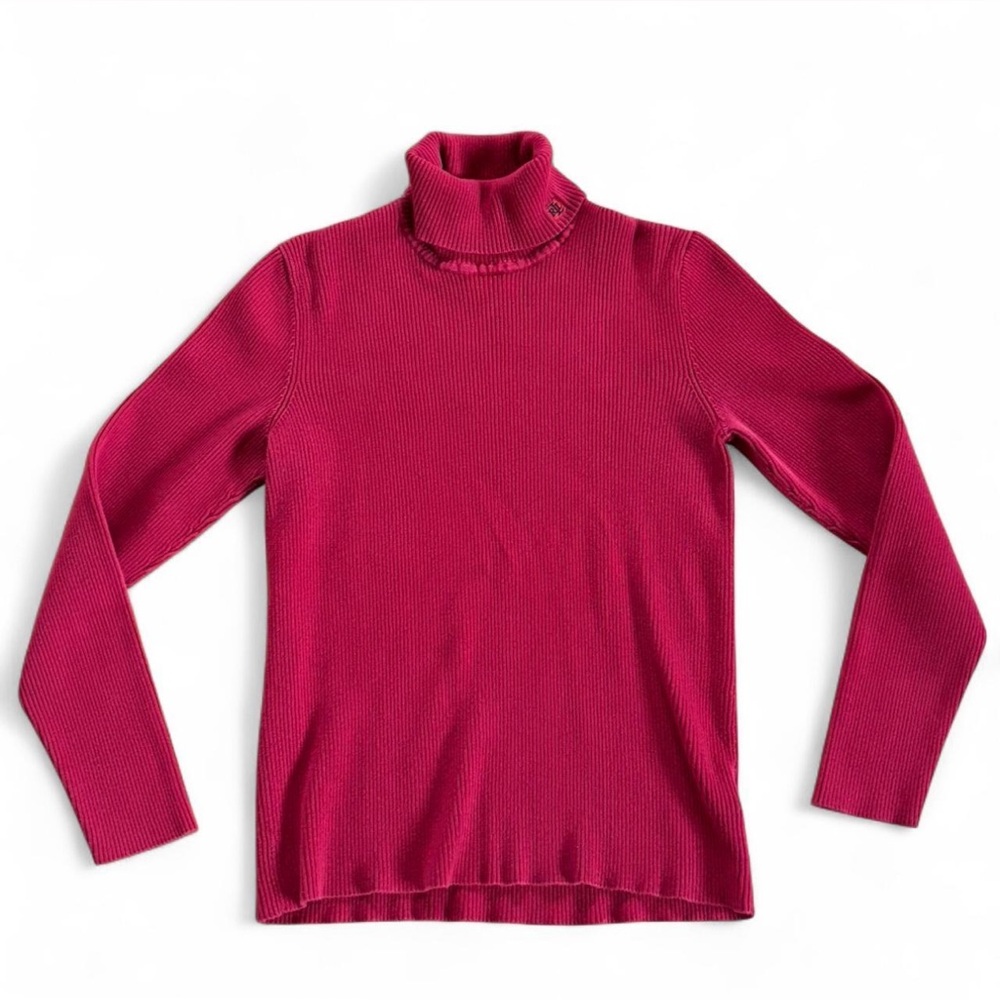 Vintage RL Ralph Lauren Ribbed Cotton Turtleneck Sweater, Large